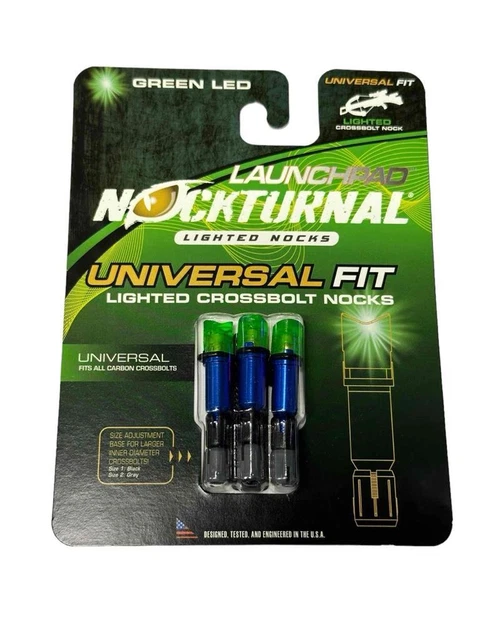 NEW 3 Pack Launchpad Nockturnal Lighted Crossbow Nocks Green LED NT-775 3W