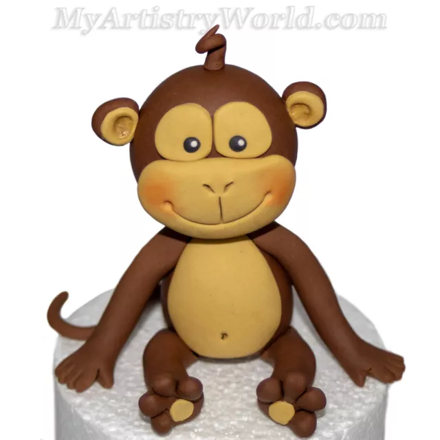 Edible 3D fondant/gum paste Monkey cake topper.