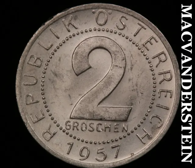 Austria: 1957 Two Groschen-Gem Brilliant Uncirculated Luster No Reserve #O6414