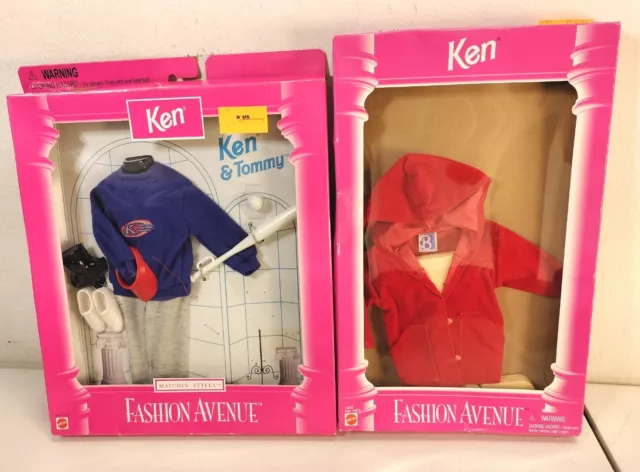 Barbie Fashion Avenue Ken & Tommy Baseball Outfit & Red Coat Jacket Doll Clothes