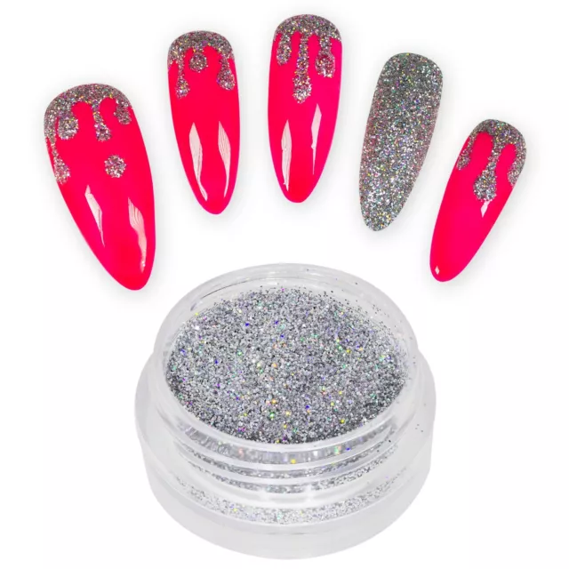 Nail Art Glitter Puder Laser Gel Holo Rainbow Multi Gold Pink Rosa Silber Weiß