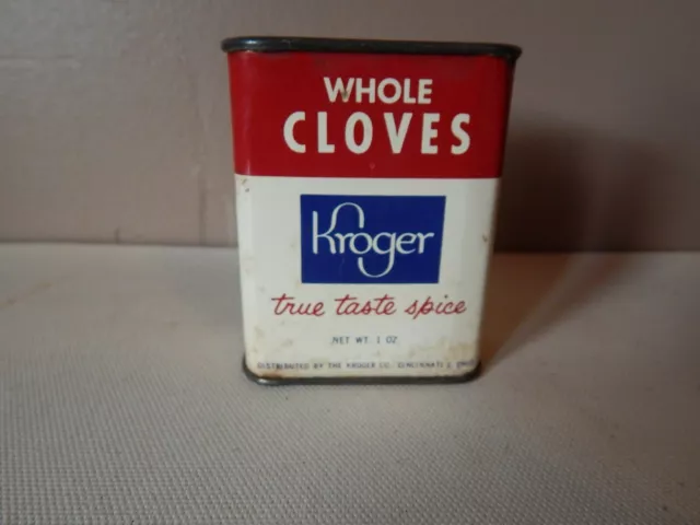 Vintage KROGER 1 oz. Tin of WHOLE CLOVES w/Product Inside~VG Shape!