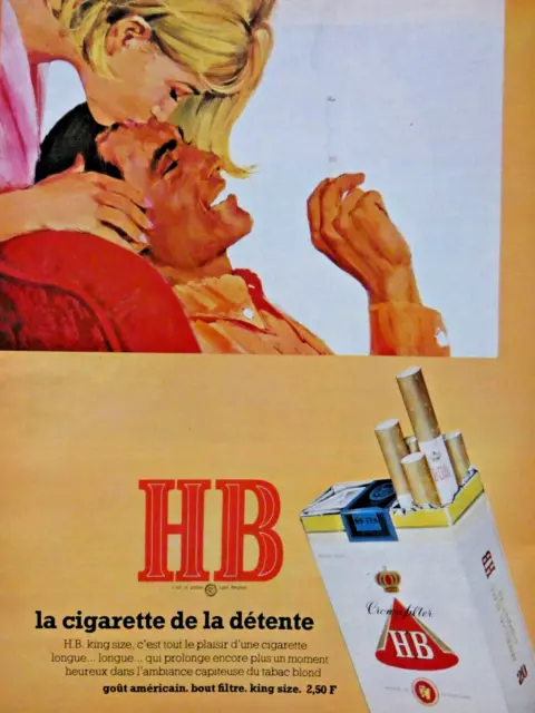 PUBLICITÉ DE PRESSE 1967 HB cigarette de la détente goût américain bout filtre