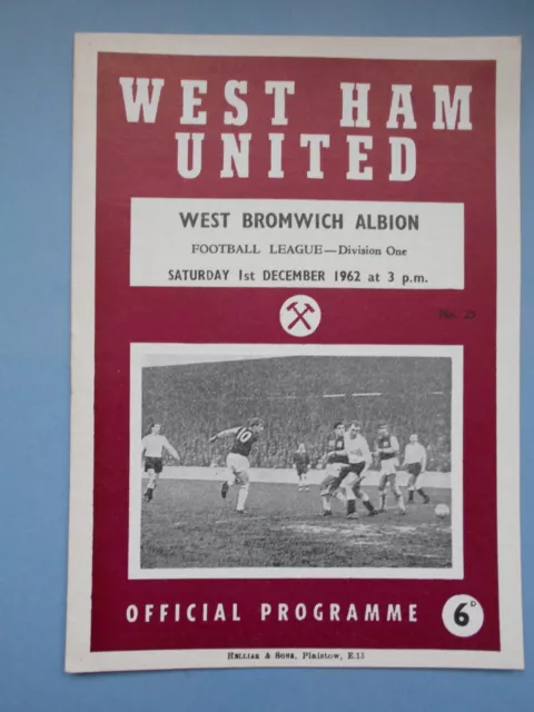West Ham West Bromwich Albion 1962/63 League Division One mint condition