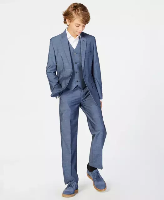 Calvin Klein (Big Boys) Plain Weave 2-Piece Suit Jacket Pants Size 16R Blue NWT