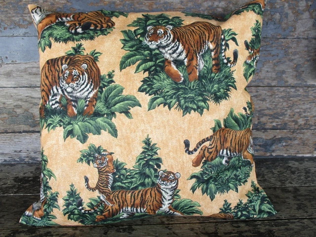 "Fundas De Almohada Simuladas Pájaros Gatos Lobo Lobos Tigre Algodón Hechas A Mano 16"" X 16"