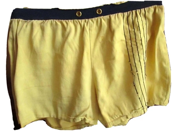 MEDIUM 34 True Vtg 60s CLASSIC YELLOW VAN HEUSEN MOD SWIM TRUNKS Shorts Mens