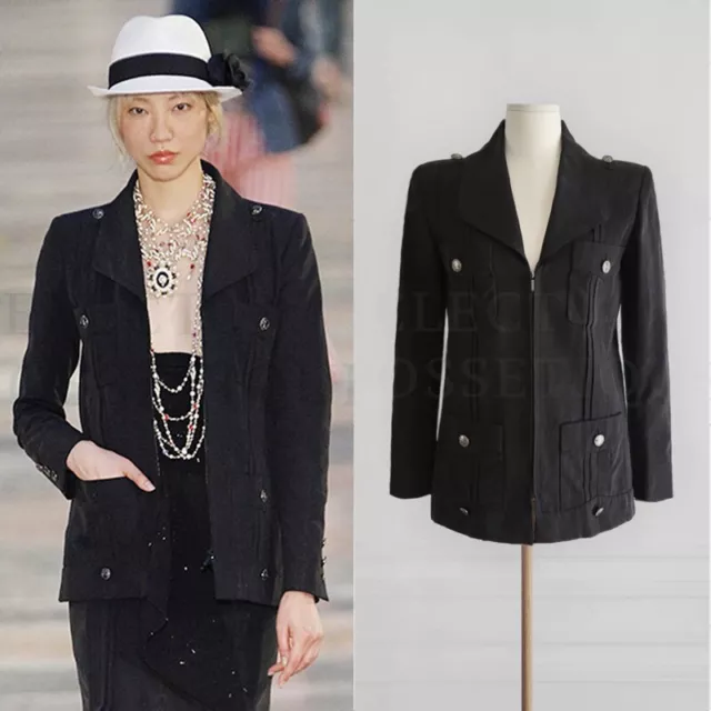 NEW 17C CUBA Chanel Washed Black Jacket Blazer Cc Buttons 46 $1,275.00 -  PicClick