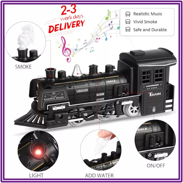 Spielzeug Eisenbahn mit 4Waggons Elektrische Lokomotive Motor Frachtwagen&Tracks