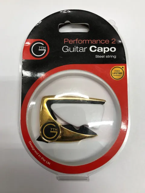 G7TH Performance 3 Guitar Capo for Steel String Guitars, 18kt Gold Plated