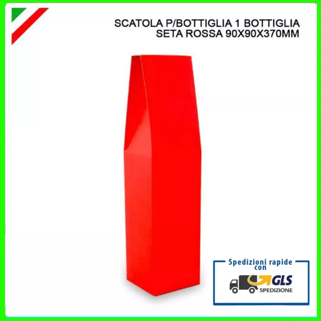 Scatola Porta Bottiglia Cartone Rossa 90 X 90 X 370 Mm, Bottiglie Vino Spumante