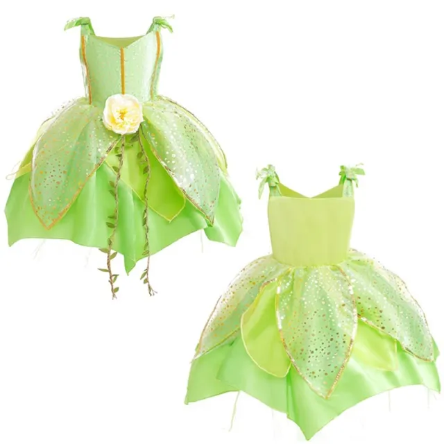 Kids Girls Dress Sleeveless Skirt Cosplay Costume Outfit Performance Flower Elf