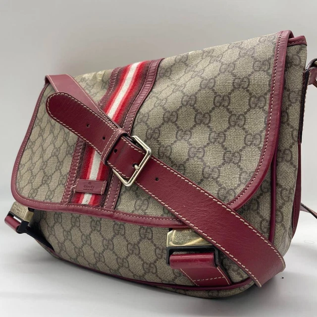 Gucci Leather Shoulder Bag Messenger Sherry Line GG Pattern PCV Canvas Leather