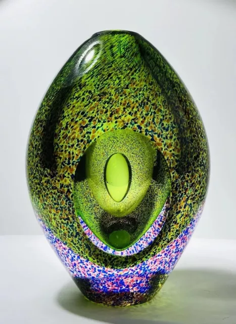 ERIKA LAGERBIELKE KOSTA BODA Vase Ltd Multicolor Solid Art Glass Signed, H6-7"