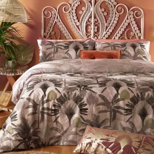 Furn Malaisien Palmier Double King Set Housse de Couette Tropical Réversible Lit