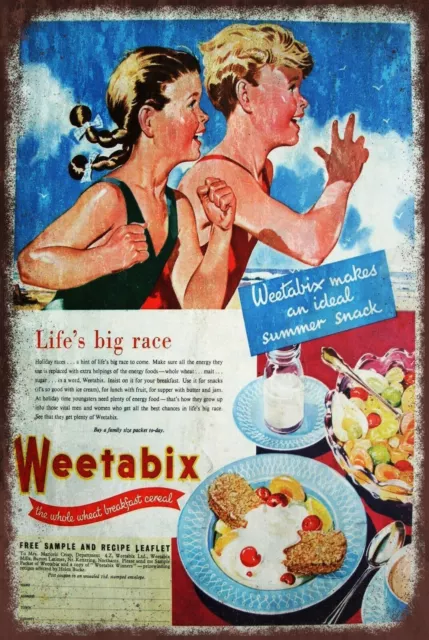 Weetabix Breakfast Cereal Advert Vintage Look Retro Style Metal Sign, Kitchen