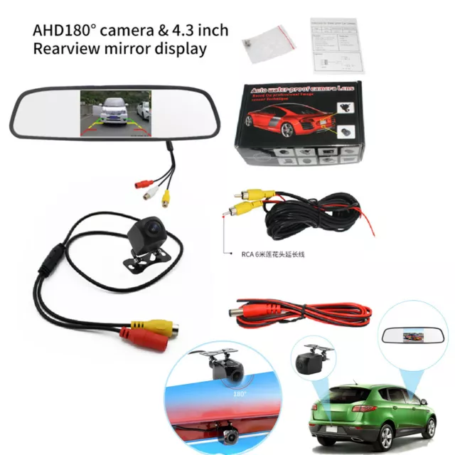 4.3" Backup Camera Mirror Car Rear View Reverse Night Vision Parking System 170°