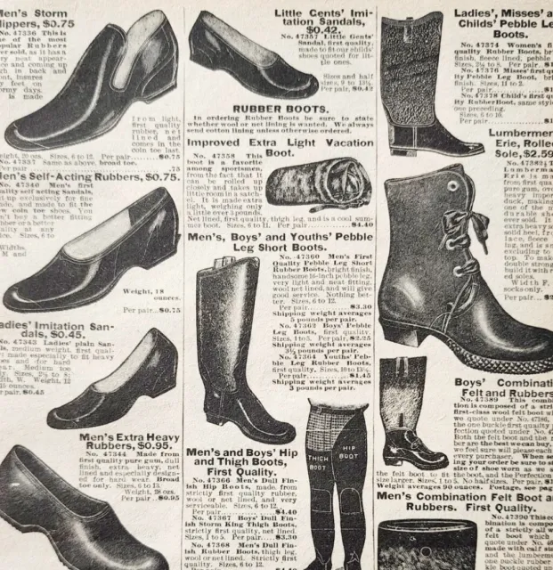 1900 Mens Boots & Slippers Advertisement Victorian Sears Roebuck 5.25 x 7"