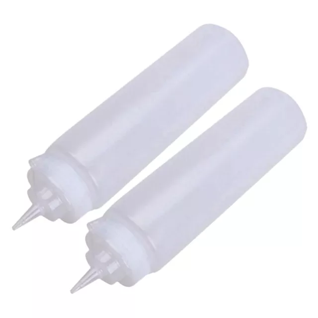 2X 250Ml Weißer Transparenter Plastiksauce-Quetschflaschenspender mit Kappe P2L5