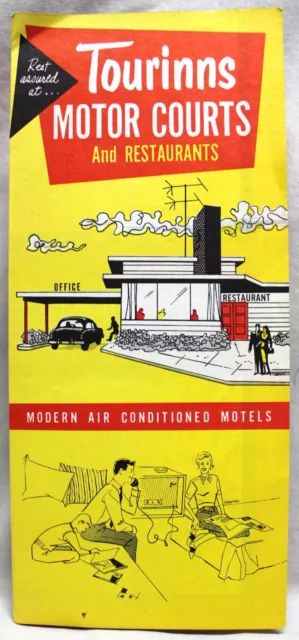 TOURINNS MOTOR COURT MOTELS & RESTAURANTS ADVERTISING BROCHURE GUIDE 1950s