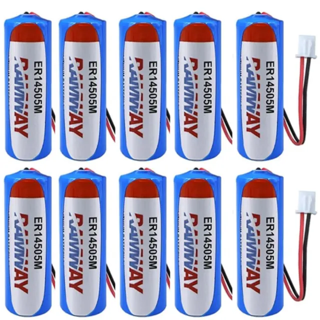 10pcs ER14505M 3.6V 2200mAh Non-rechargeable Battery with White Plug
