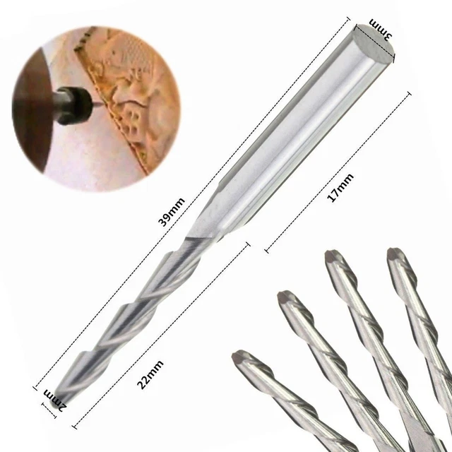 Diamètre Bord Fraisage Coupeur Spirale Balle Nose Fin Acier 5pc Carbure 39 3mm