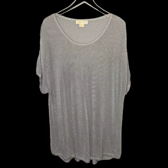 MICHAEL MICHAEL KORS Silver Metallic Mesh Top Women’s 3X Open Knit Pullover