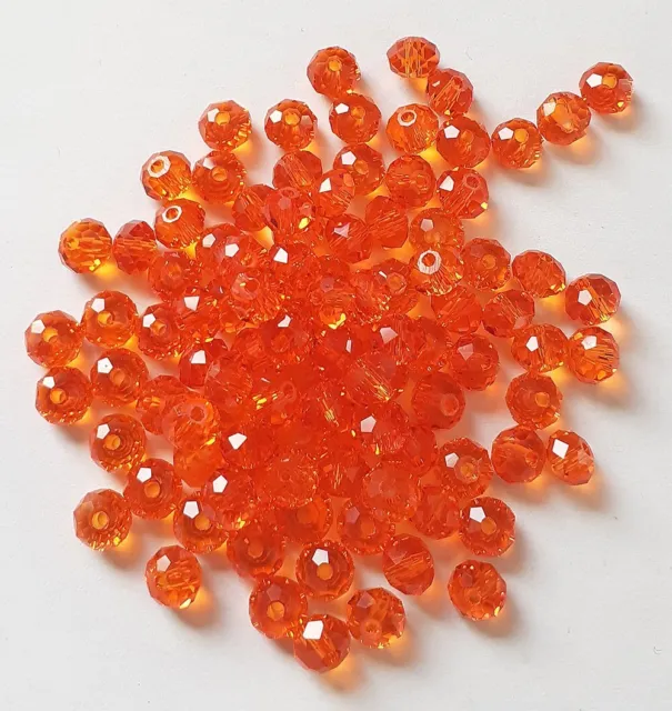 Perle en cristal facette orange forme bohème, cristal bohème facette perle