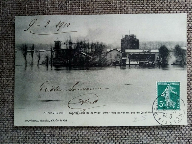 Cpa Choisy Le Roi Inondations 1910 Vue Panoramique Du Quai Pompadour