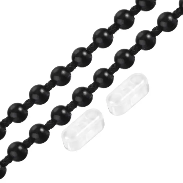 Ball Chain 4.5mmx9m Pull Cord with 2 Chains Connector for Roller Shade Black