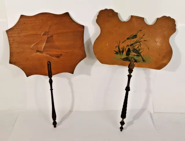 Lot Anciens Éventails / Écran / Face Main En Bois – Antique Hands Fans