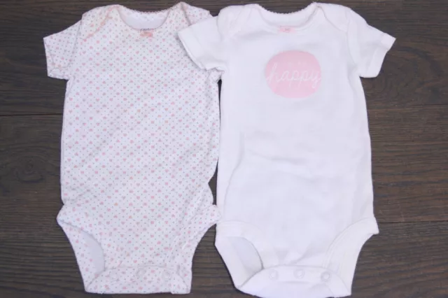 Carter's Newborn NB Baby Girl Outfit Set Twins Twin Bodysuit Lot Happy/Pink