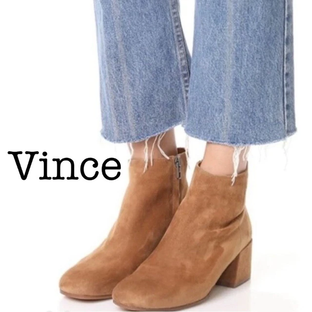 Vince ostend hot sale pewter suede booties