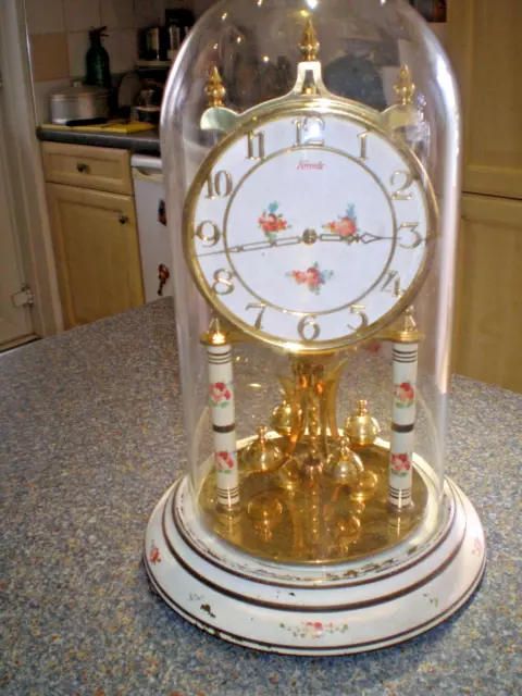 Kundo Anniversary Clock Kieninger & Obergfell Large Glass Dome Keeping Good Time