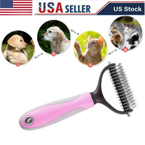 Pet Shedding Brush Grooming 2 Sided Undercoat Dog Cat Comb Tool Pets NEW