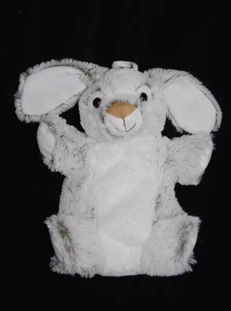 Marionnette lapin blanc chiné marron  RODADOU RODA yeux durs doudou Etat NEUF