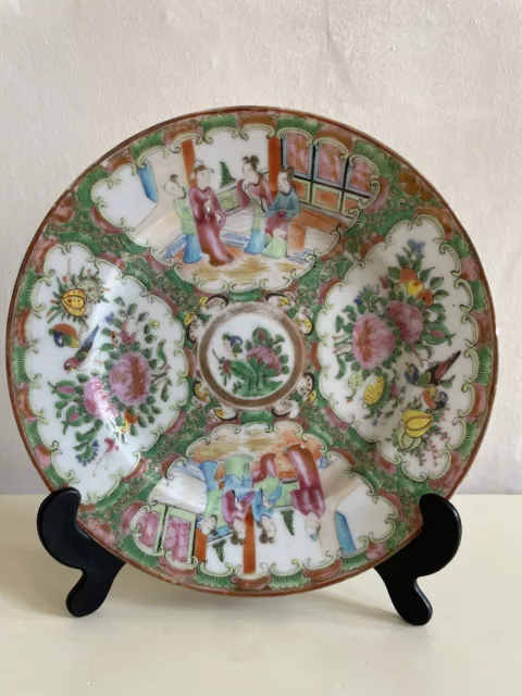 Mid 19th C Chinese Famille Rose Export Porcelain Rose Medallion Canton Plate