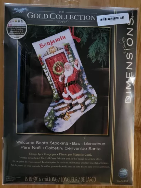 DIY Dimensions Welcome Santa Christmas Counted Cross Stitch Stocking Kit  08901 