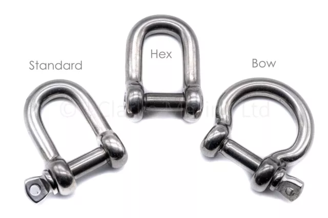 A4 Stainless steel shackle bow hex dee d 316 marine grade 4mm 5mm 6mm 8mm 10mm