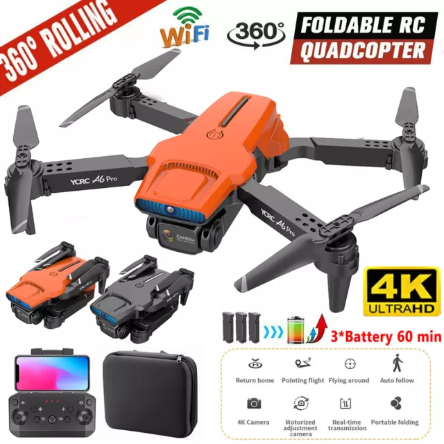 Drone Dual HD Camera 4K Professional Foldable Drones GPS WIFI FPV 3 Batteries UK
