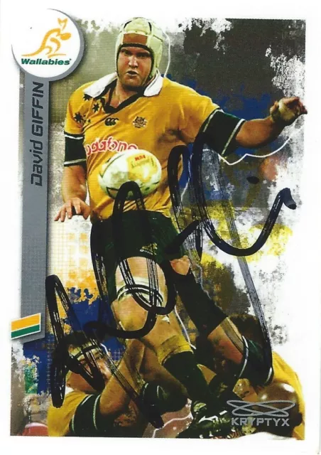 ✺Signed✺ 2003 WALLABIES Rugby Union Card DAVID GIFFIN