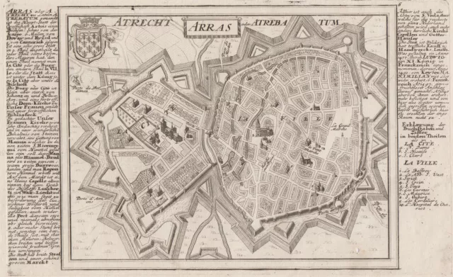 Arras Dept. Pas-De-Calais Original Kupferstich Bodenehr 1725