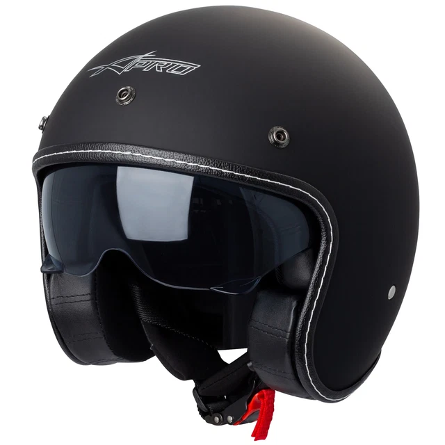 Casque Jet Cafe Racer S250 - Noir/Rouge/Blanc Brillant - Taille S - Pour Moto, Scooter