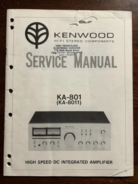 Kenwood KA-801 KA-8011 Integrated Amplifier Amp Service Manual Original Genuine