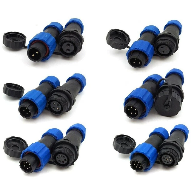 Connecteur Aviation étanche SP17 3 Broches IP68 - Pour Câblage Lampes Extérieures, 500V 10A - Sertissage Sans Soudure