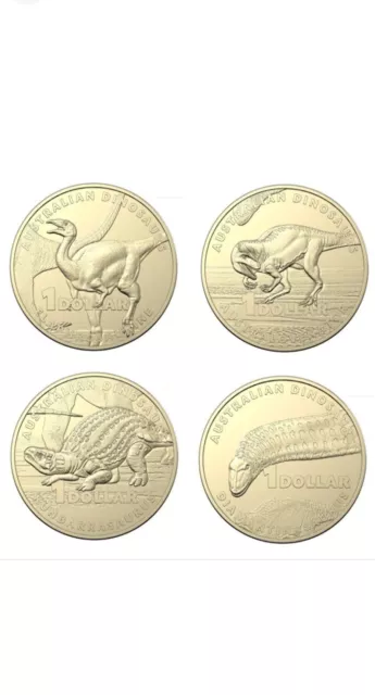 2022 Australian Dinosaurs $1 Uncirculated Coin - Set of 4 Dinosaur Coins