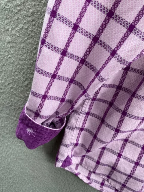 Robert Graham Shirt Boys Extra Large 18 20 Purple Plaid Button Up Flip Cuff Kids 3