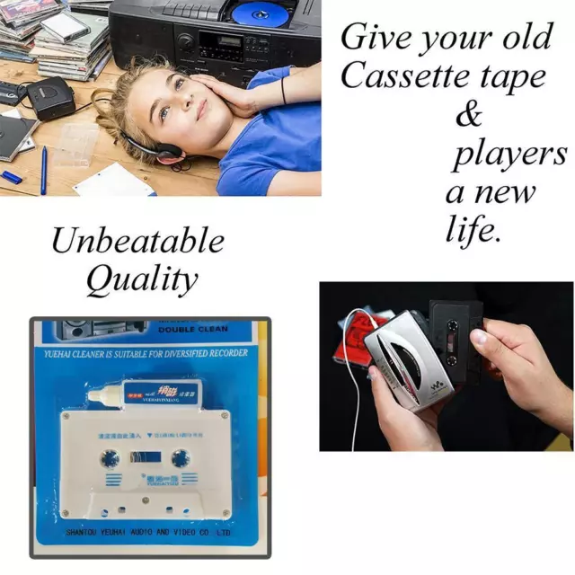 1x Wet Type Cassette Tape Head Cleaner Demagnetizer Audio Hom Players Kit D3H8