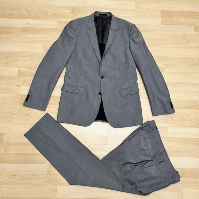 Hugo Boss Huge4 / Genius3 Wool Suit Men’s 42L Gray Two Button Trousers 38 x 33