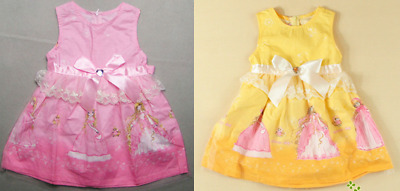 STUNNING Brand New Girls Pink or Yellow Princess printed dress Age 3 to 9 LOOK!